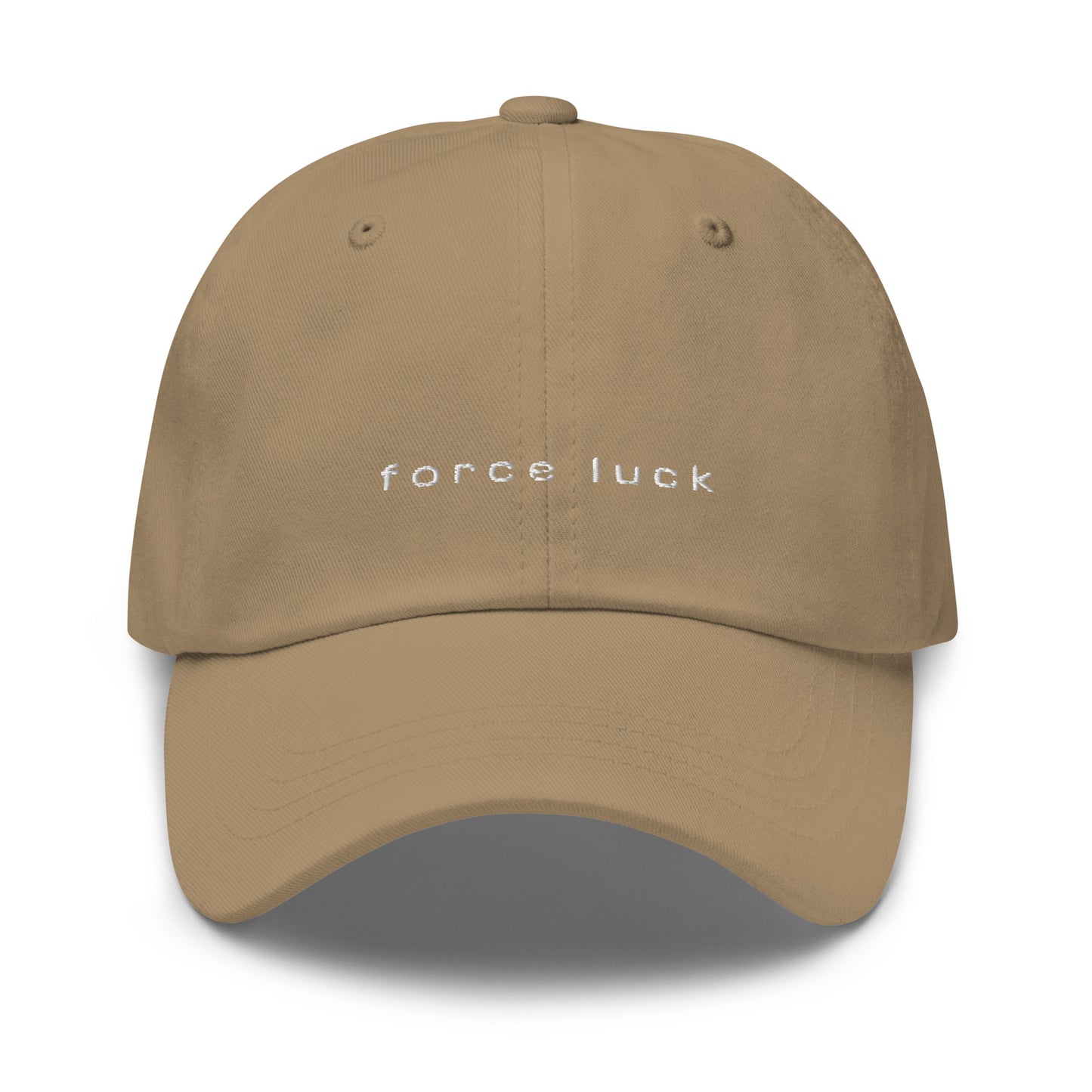 Beige 4FRTHS baseball cap with “Force Luck” embroidery on the front