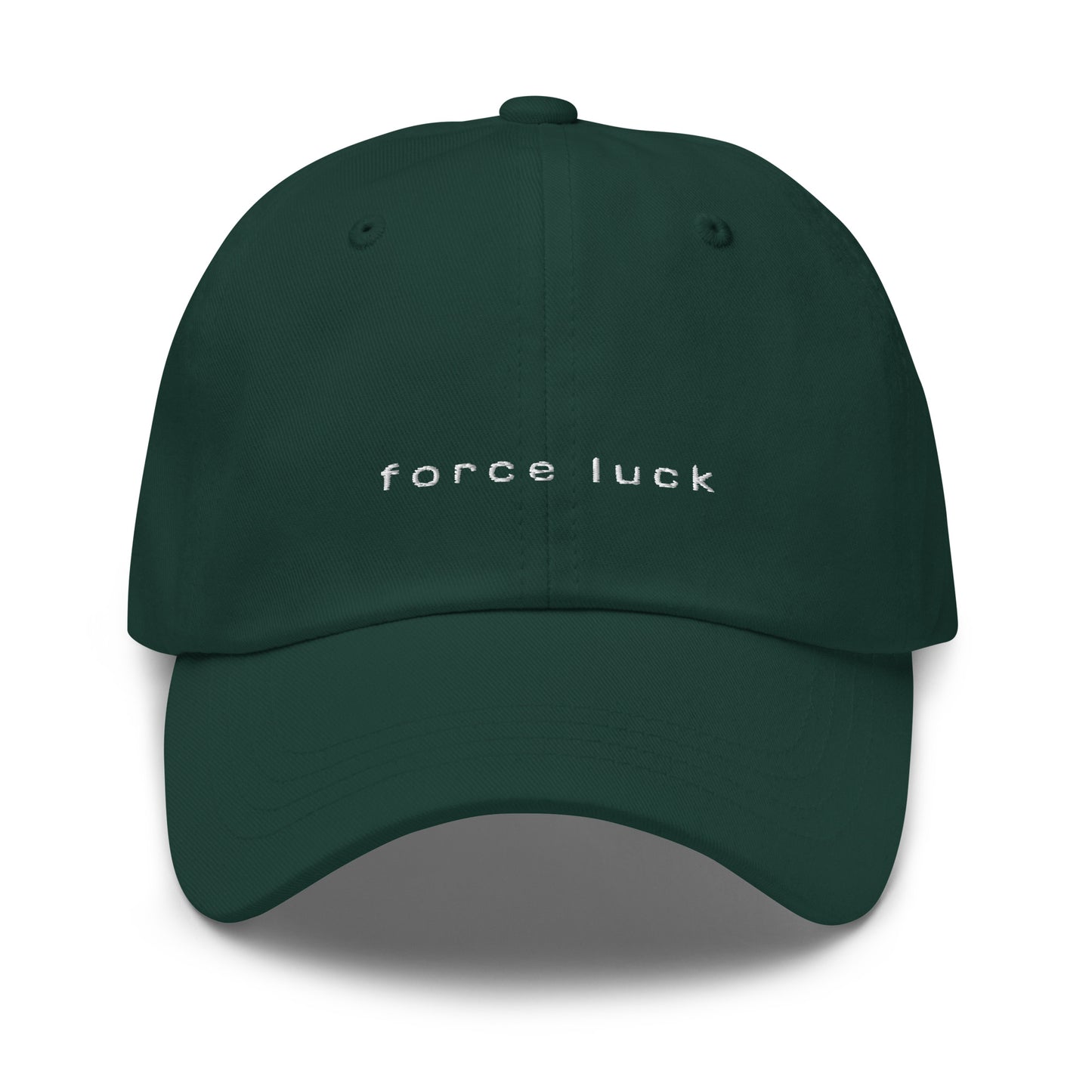Green 4FRTHS baseball cap with “Force Luck” embroidery on the front