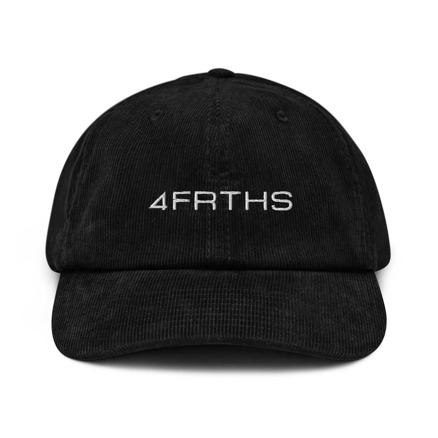 Black 4FRTHS Original corduroy cap with embroidered logo front view