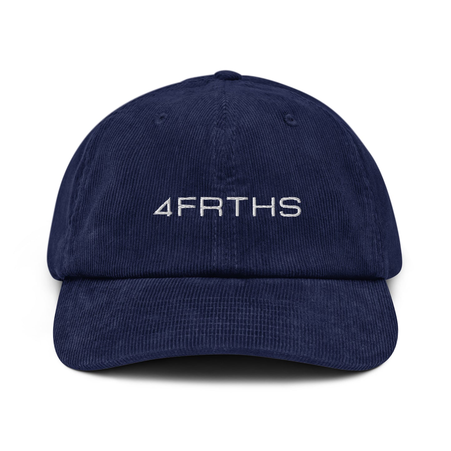 Navy blue 4FRTHS Original corduroy cap with embroidered logo front view