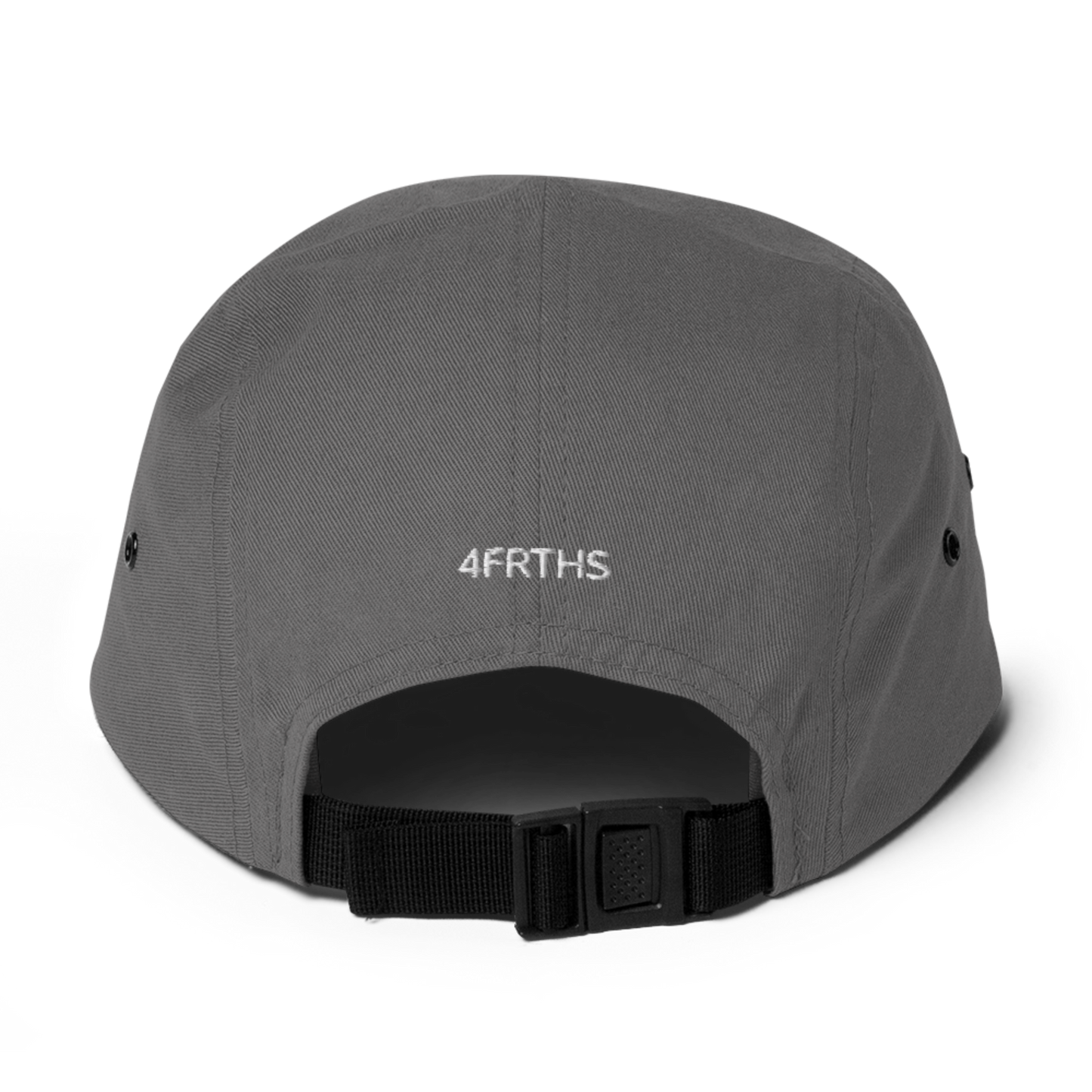 Back view of grey 4FRTHS cap with subtle embroidered branding
