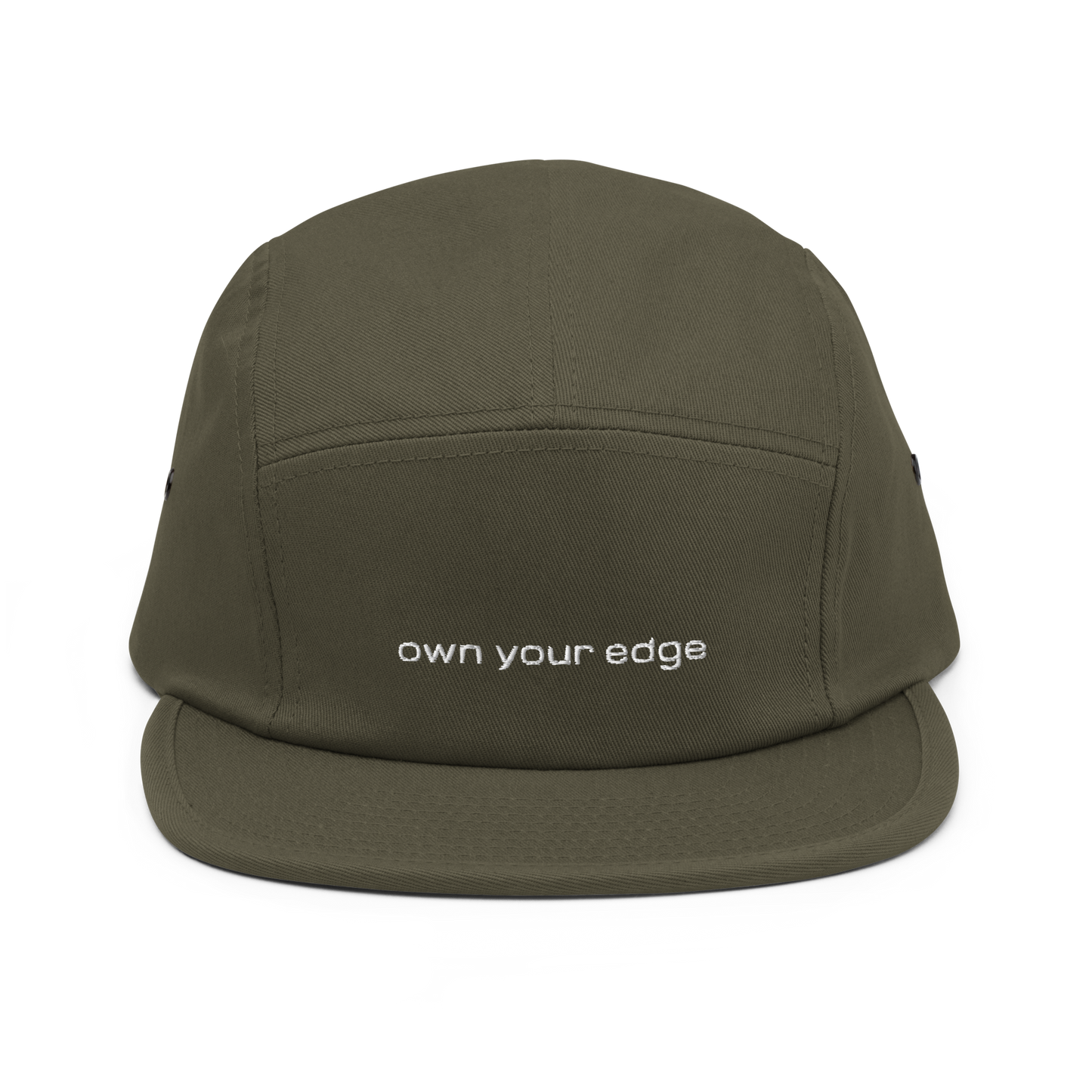 Olive 4FRTHS cap with “Own Your Edge” embroidery on the front – minimalist lifestyle statement cap