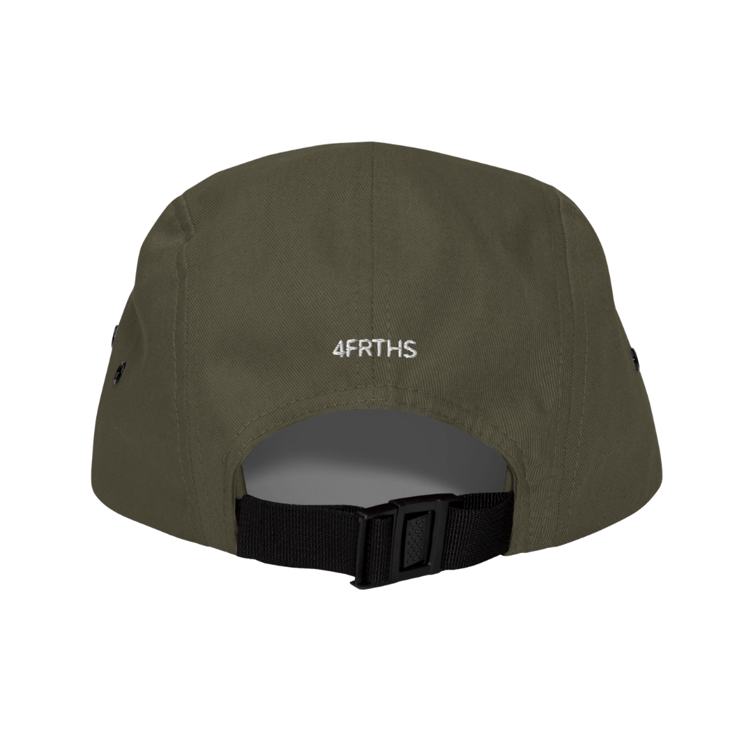 Back view of olive 4FRTHS cap with embroidered brand logo – clean lifestyle design