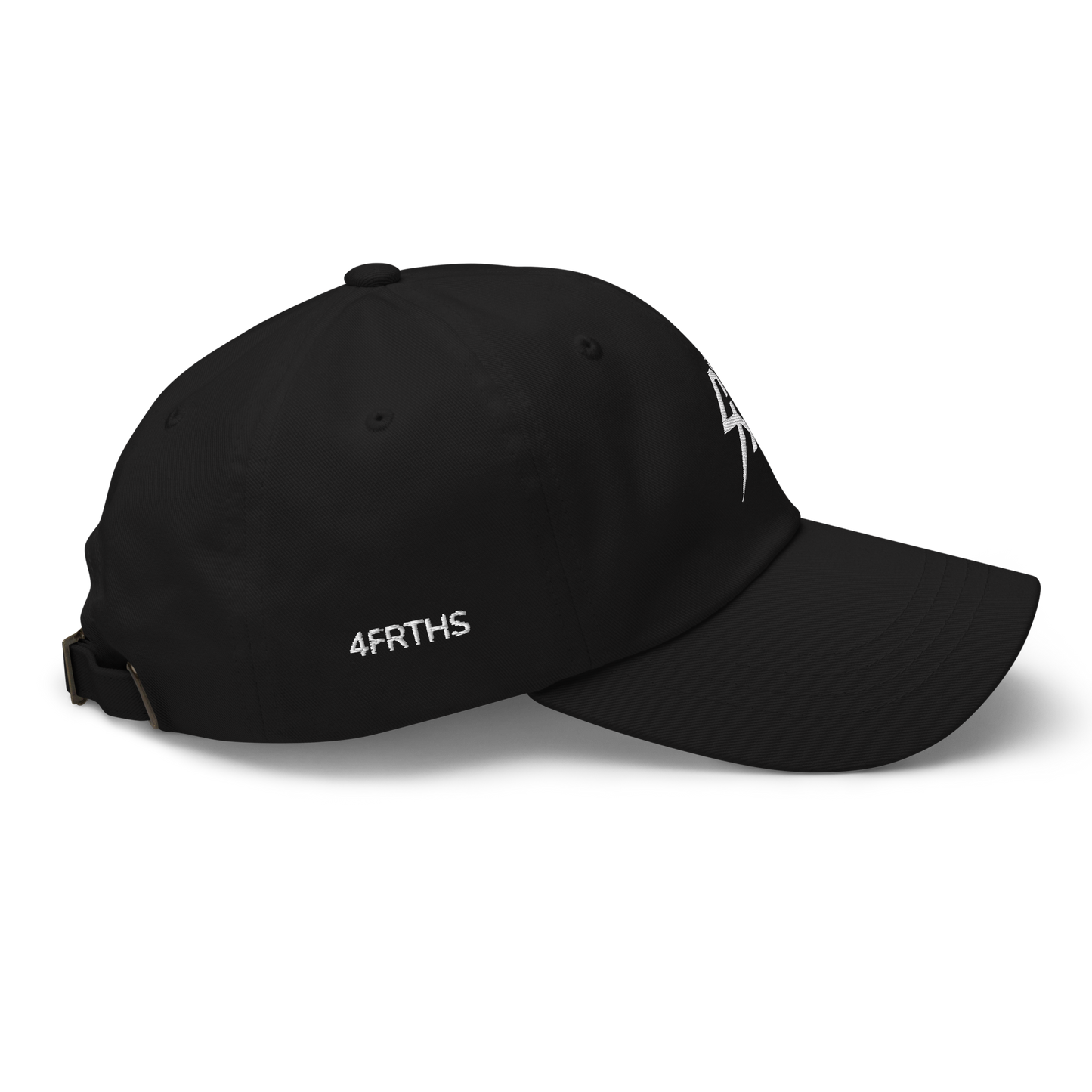4FRTHS Run Club Cap in black – side view with 4FRTHS branding