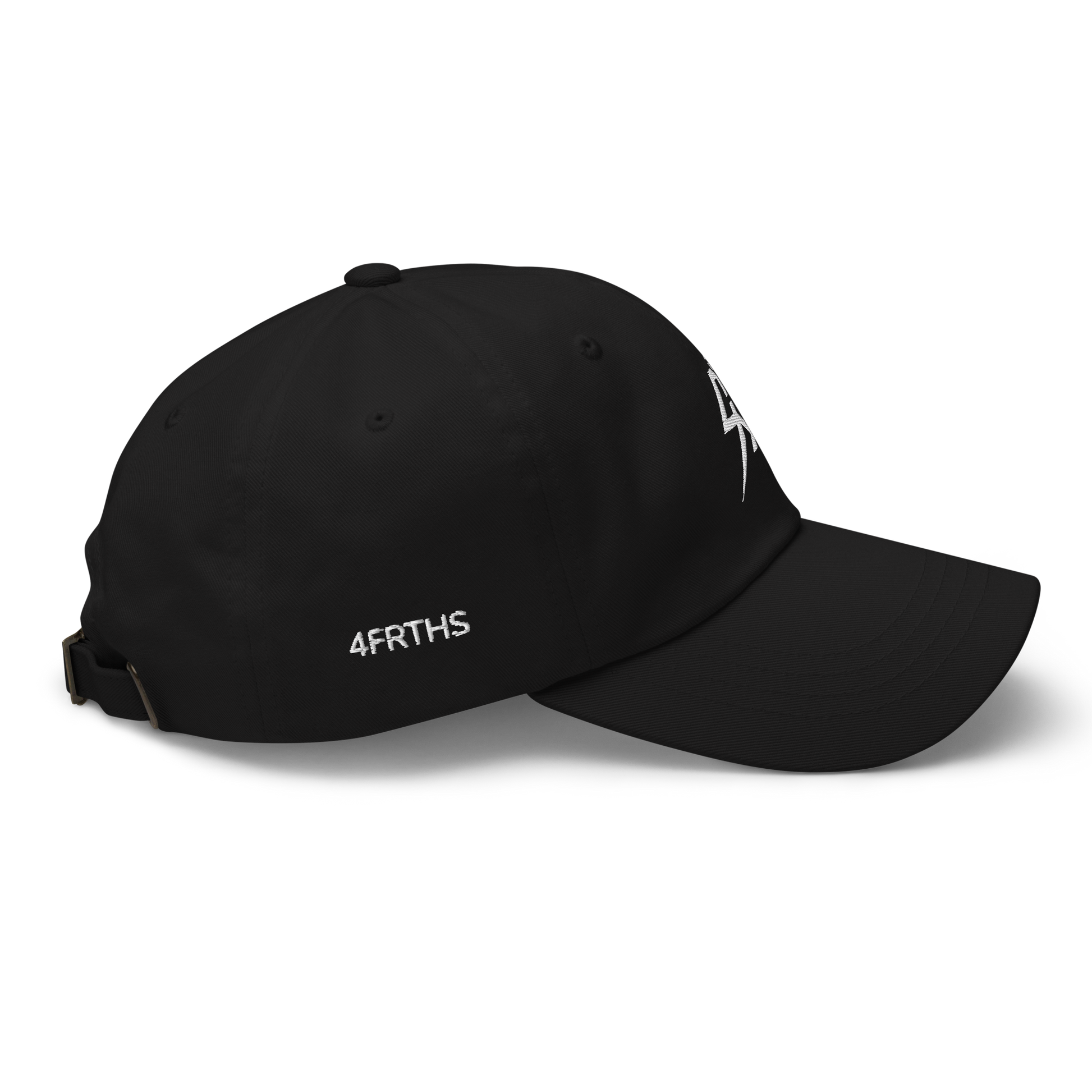 4FRTHS Run Club Cap in black – side view with 4FRTHS branding