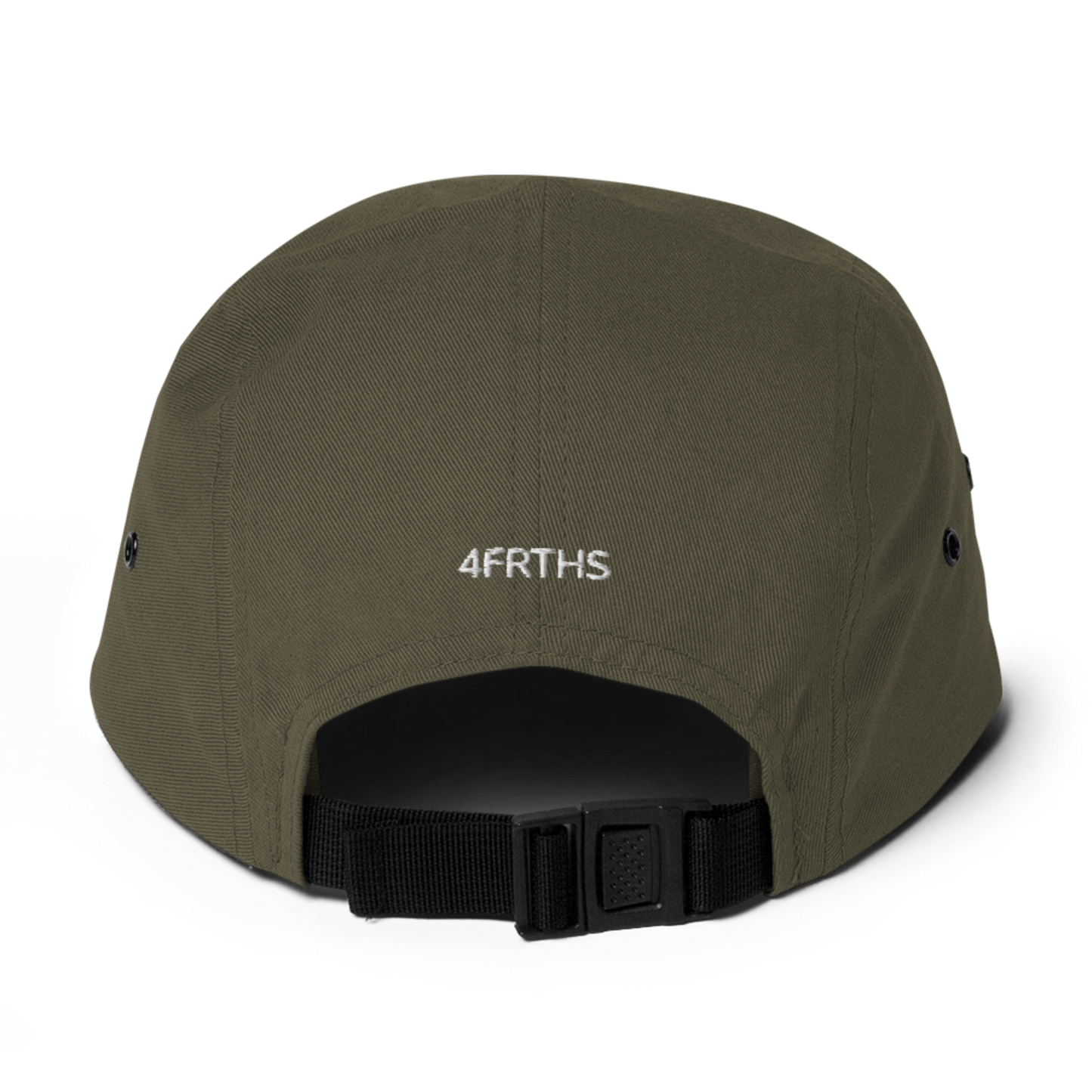 Back view of olive 4FRTHS cap with embroidered logo – clean lifestyle headwear